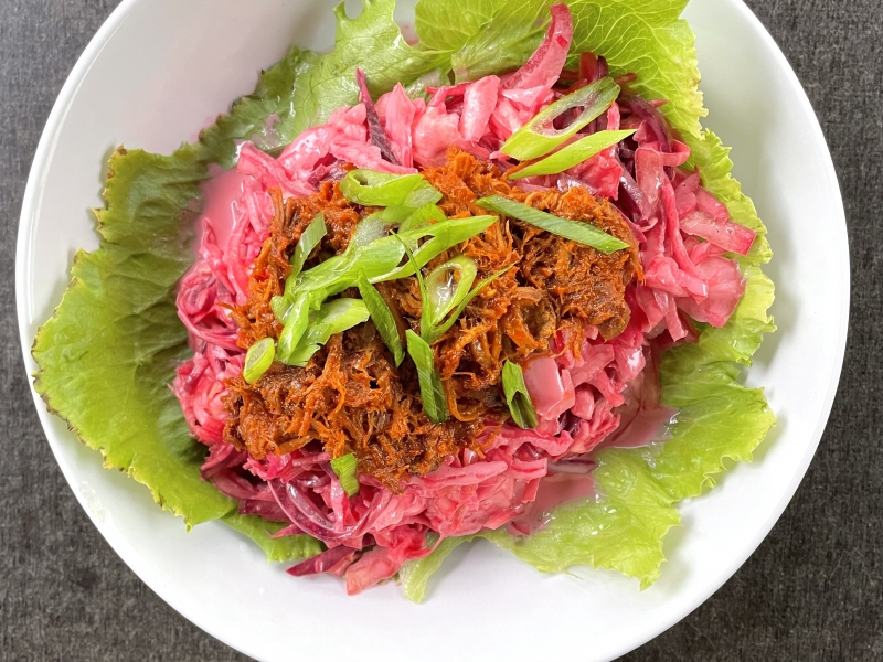 -Céklás coleslaw saláta pulled pork